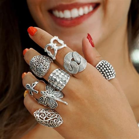 anillos grandes para mujer|anillos de plata mujer.